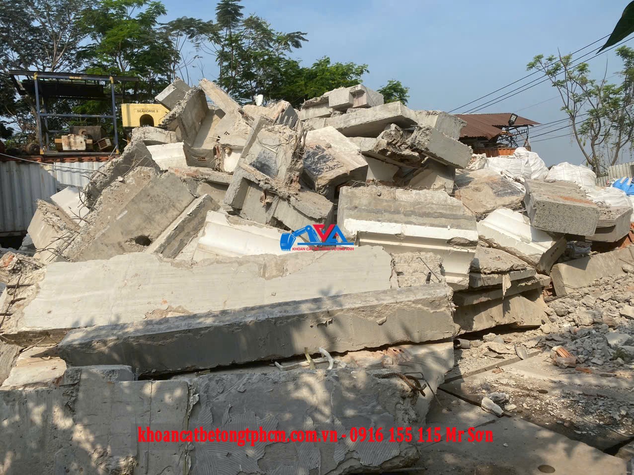 Cắt Vách Bê Tông Bằng Máy Cắt Dây Kim Cương Không Rung Không Nứt